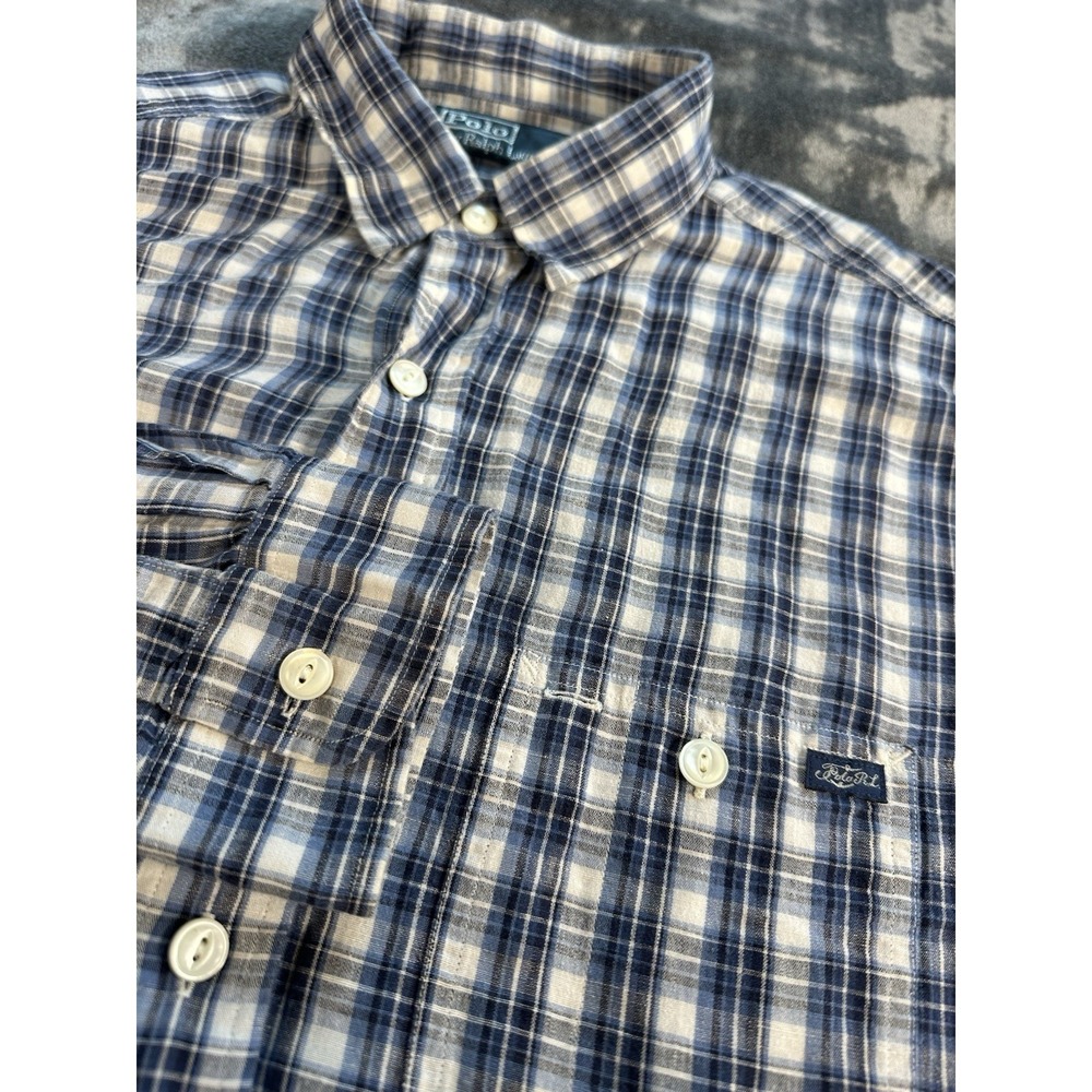 Polo Ralph Lauren Linen Double Pocket Linen Mens LARGE ‎ Tattersall